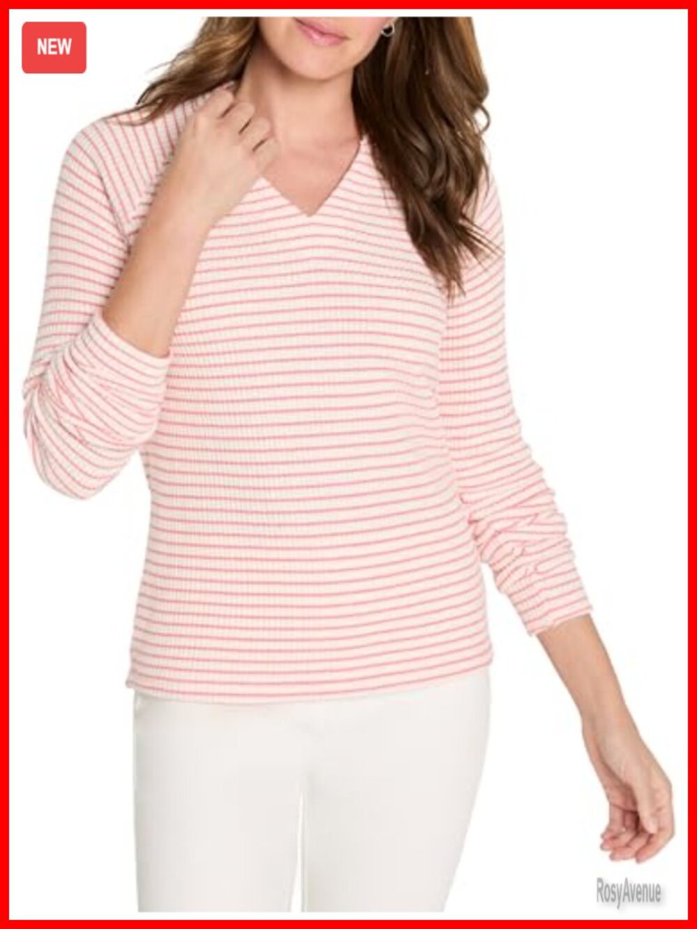 Soft Thermal Split Neck Top V-Neck Long Sleeve Pullover Womens Regular Fit
